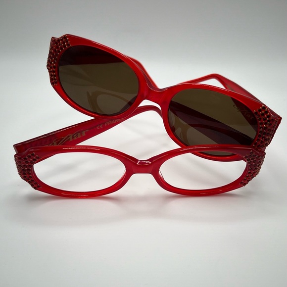 AUTHENTIC DESIGN OPTICAL RED FRAME/ EYEGLASSES/SUNGLASSES M 3238 WITH STONES - Picture 9 of 10